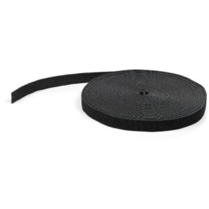 StarTech.com 50ft (15.2m) Hook and Loop Roll, Black, Cut-to-Size Reusable Cable Ties, Bulk Industrial Wire Fastener Tape, Adjustable Fabric Wraps, Reusable Self Gripping Cable Management Straps