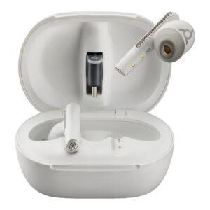 HP Poly Voyager Free 60+ UC White Sand Earbuds +BT700 USB-C Adapter +Touchscreen Charge Case