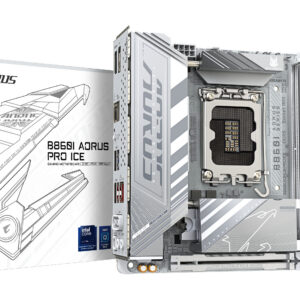 GIGABYTE B860I AORUS PRO ICE Motherboard - Intel Core Ultra Series CPUs, 8+1+2+1 Phases VRM, up to 9200MHz DDR5, 1xPCIe 5.0 + 1xPCIe 4.0 M.2, 2.5GbE LAN, WIFI 7, Thunderbolt 4
