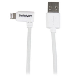 StarTech.com 1 m (3 ft.) USB to Lightning Cable - Right Angle iPhone / iPad / iPod Charger Cable - 90 Degree Lightning to USB Cable - Apple MFi Certified - White