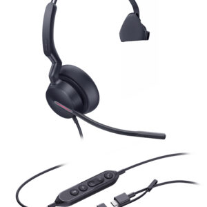 Yealink UH46 Mono USB-C/A Headset Wired Head-band Office/Call center USB Type-C / USB Type-A Black