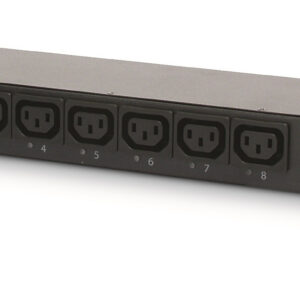 APC NetShelter Switched Rack PDU, 1U, 1PH, 2.3kW 230V 10A or 2.5kW 208V 12A, 8 C13 outlets, C14 cord