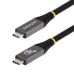 StarTech.com 1m (3ft) USB4 Cable, 80Gbps, USB-IF Certified USB-C Cable, 240W PD, 8K 120Hz/4K 240Hz DP2.1 DP80, TPE Jacket, Thunderbolt 4 Compatible - Black USB-C Cord