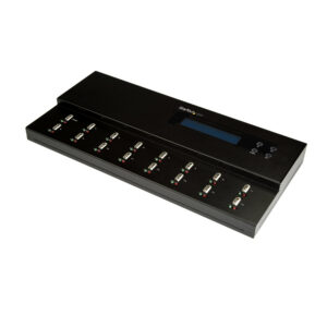 StarTech.com Standalone 1 to 15 USB Thumb Drive Duplicator and Eraser, Multiple USB Flash Drive Copier, System and File and Whole-Drive Copy at 1.5 GB/min, Single and 3-Pass Erase, LCD Display - TAA