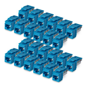 StarTech.com Cat6 Keystone Jack, 24-Pack RJ45 Ethernet Keystone Jacks, UTP Cat6 Wall Jack, 90-Degree 110 Punch Down, Blue