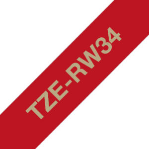 Brother TZE-RW34 label-making tape Gold on red