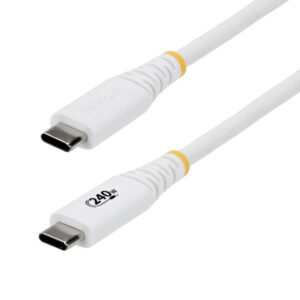 StarTech.com 1m (3ft) USB-C Charging Cable, Durable and Ultra-Flexible, 240W (5A) PD EPR, USB 2.0 Laptop Charger Cable, USB-IF Certified, Rugged USB-C Charging Cord - White