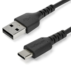 StarTech.com 3ft (1m) USB-A to USB-C Fast Charging Cable, Rugged, Charge & Sync, 3A, USB 2.0, Black TPE Jacket and Aramid Fiber - USB Charging Cord