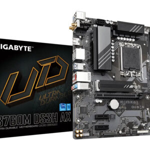 GIGABYTE B760M DS3H AX Motherboard - Supports Intel Core 14th Gen CPUs, 6+2+1 Phases Digital VRM, up to 7600MHz DDR5 (OC), 2xPCIe 4.0 M.2, Wi-Fi 6E, 2.5GbE LAN, USB 3.2 Gen 2