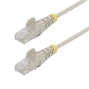 StarTech.com 25cm Gray Slim CAT6 Ethernet Cable, Snagless, 100W PoE, UTP, LSZH, 28AWG Pure Bare Copper Wire, Slim RJ45 Network Patch Cord w/Strain Reliefs, Individually Tested