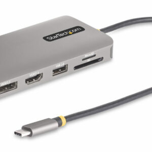 StarTech.com USB-C Triple-Monitor Multiport Adapter, Dual 4K 60Hz + 4K 30Hz HDMI & DisplayPort, 4-Port USB Hub, 100W PD Pass-Through, GbE, SD/MicroSD Card Readers