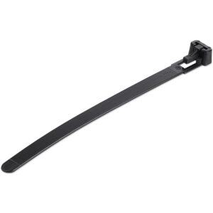 StarTech.com 5"(12cm) Reusable Cable Ties - 1/4"(7mm) wide, 1-1/8"(30mm) Bundle Dia. 50lb(22kg) Tensile Strength, Releasable Nylon Ties, Indoor/Outdoor, 94V-2/UL Listed, 100 Pack - Black - TAA