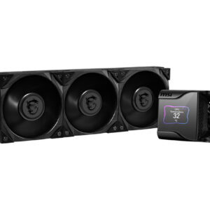 MSI MEG CORELIQUID S360 Liquid CPU Cooler '360mm Radiator, 2.4'' IPS Display with fan, 2x 140mm Silent PWM Fan, Center, Supports Intel and AMD Platforms, Latest LGA 1700 ready, Cooled by ASETEK'