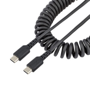 StarTech.com 1.6ft (50cm) USB-C Fast Charging Cable, Rugged, Coiled, Charge & Sync, 3A, USB 2.0, TPE Jacket and Aramid Fiber - USB C Charging Cord