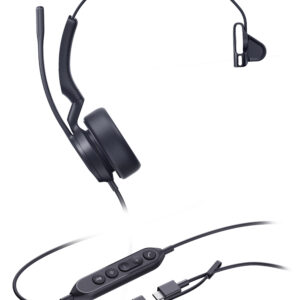 Yealink UH44 Mono USB-C/A Headset Wired Head-band Office/Call center USB Type-C / USB Type-A Black