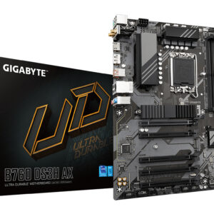 GIGABYTE B760 DS3H AX Motherboard - Supports Intel Core 14th Gen CPUs, 8+2+1 Phases Digital VRM, up to 7600MHz DDR5 (OC), 2xPCIe 4.0 M.2, Wi-Fi 6E, GbE LAN, USB 3.2 Gen 2x2