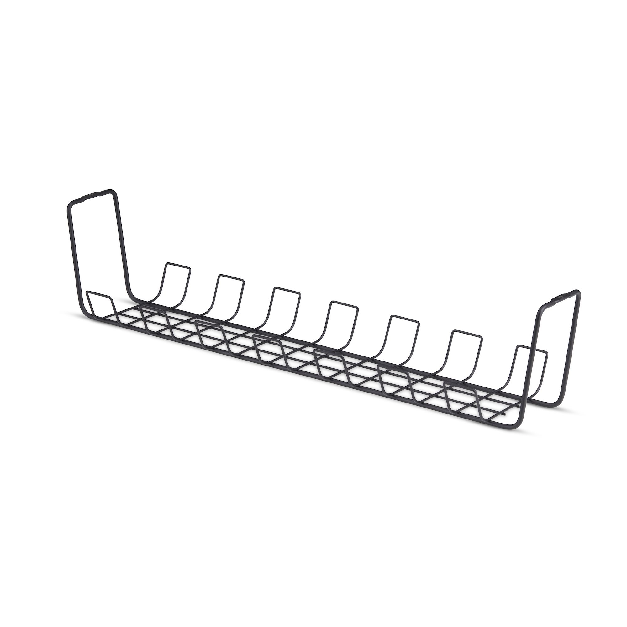 StarTech.com Under Desk Cable Management Tray, 24" Long, Metal Basket Style Cable Organizer, Screw-On Installation, Power Bar Holder, Metal, Black, TAA-Compliant