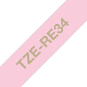 Brother TZE-RE34 label-making tape Gold on Pink