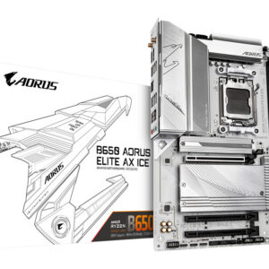 GIGABYTE B650 AORUS ELITE AX ICE Motherboard - Supports AMD Ryzen 9000 CPUs, 12+2+2 Phases Digital VRM, up to 8000MHz DDR5 (OC), 1xPCIe 5.0 + 2xPCIe 4.0 M.2, Wi-Fi 6E, 2.5GbE LAN, USB 3.2 Gen 2x2