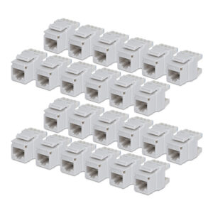 StarTech.com Cat6 Keystone Jack, 24-Pack RJ45 Ethernet Keystone Jacks, UTP Cat6 Wall Jack, 180-Degree 110 Punch Down, White