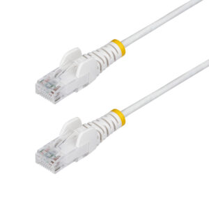 StarTech.com 50cm White Slim CAT6 Ethernet Cable, Snagless, 100W PoE, UTP, LSZH, 28AWG Pure Bare Copper Wire, Slim RJ45 Network Patch Cord w/Strain Reliefs, Individually Tested