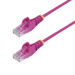 StarTech.com 2m Pink Slim CAT6 Ethernet Cable, Snagless, 100W PoE, UTP, LSZH, 28AWG Pure Bare Copper Wire, Slim RJ45 Network Patch Cord w/Strain Reliefs, Individually Tested